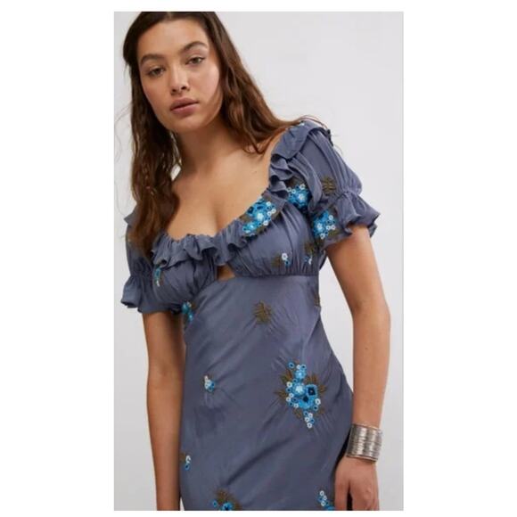 Free People Bali Santa Cruz Ruffle Midi Dress Size Large - Picture 3 of 13